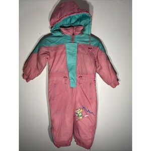 Sky Slope Retro 90s Girls ski Suit Size 4T Vintage Girls, OLD   Pink/blue Flaw
